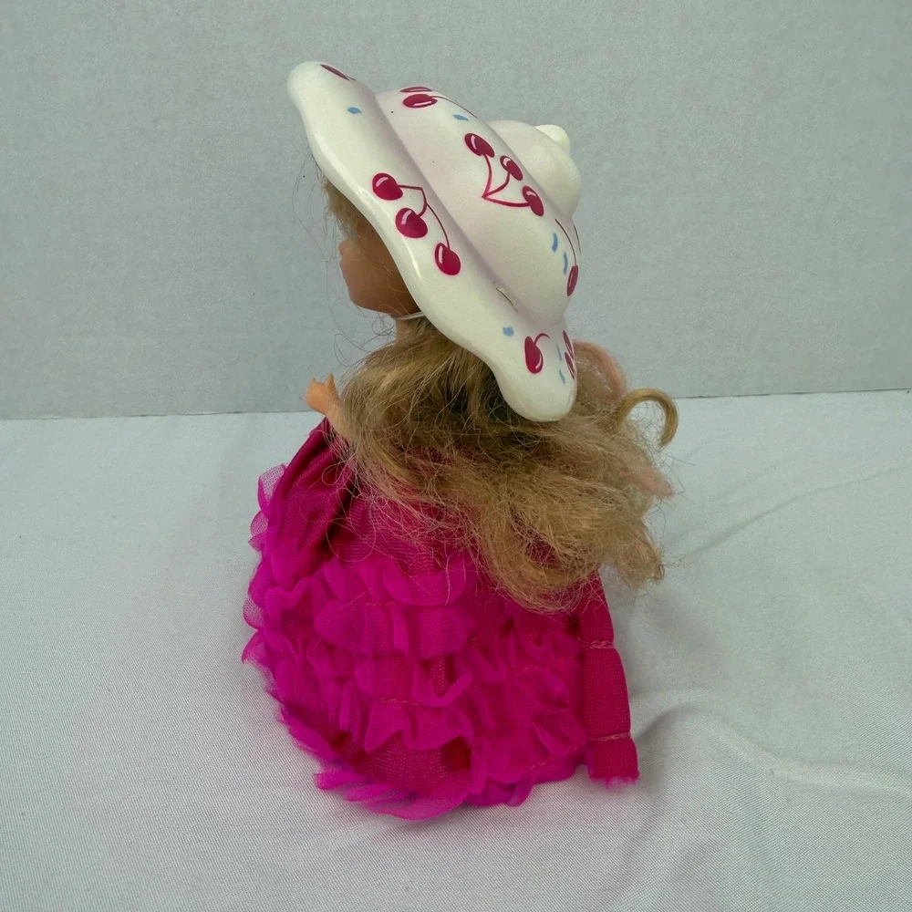 Vintage Tonka Cupcake Surprise Doll Magenta Cherry Dress with Hat and Comb